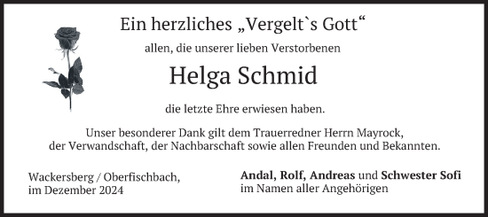 Traueranzeige von Helga Schmid von merkurtz