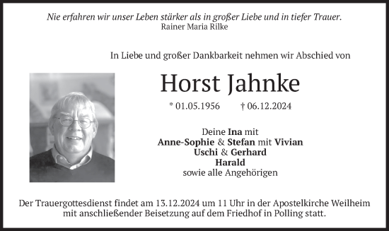 Traueranzeige von Horst Jahnke von merkurtz