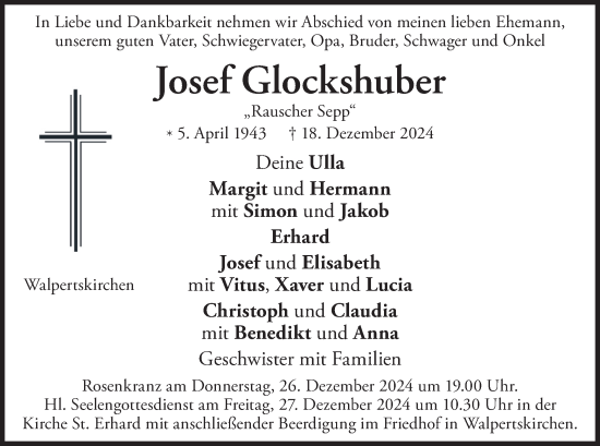 Traueranzeige von Josef Glockshuber von merkurtz