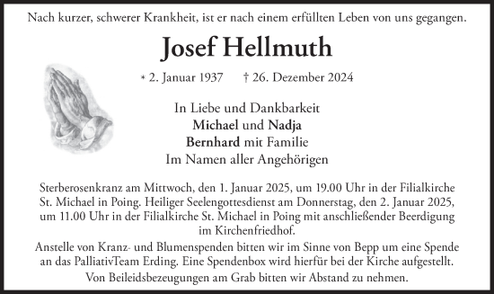 Traueranzeige von Josef Hellmuth von merkurtz