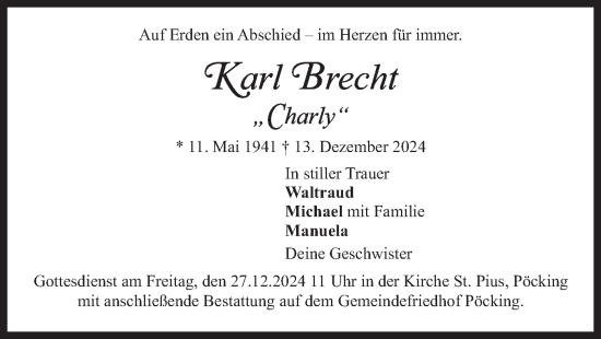 Traueranzeige von Karl Brecht von merkurtz