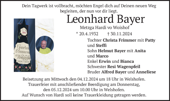 Traueranzeige von Leonhard Bayer von merkurtz