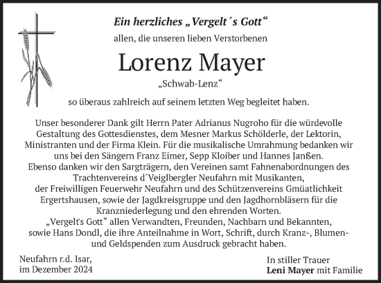 Traueranzeige von Lorenz Mayer von merkurtz