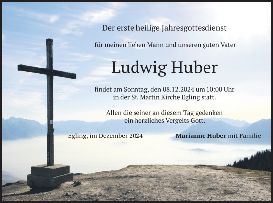 Traueranzeige von Ludwig Huber von merkurtz