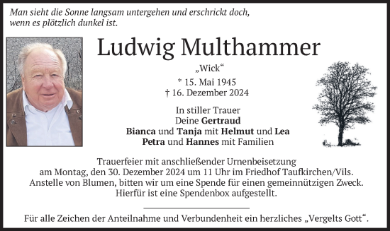 Traueranzeige von Ludwig Multhammer von merkurtz