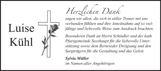 Traueranzeige von Luise Kühl von merkurtz