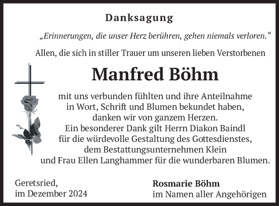 Traueranzeige von Manfred Böhm von merkurtz