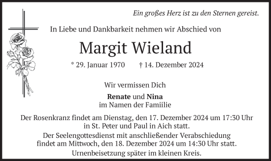 Traueranzeige von Margit Wieland von merkurtz