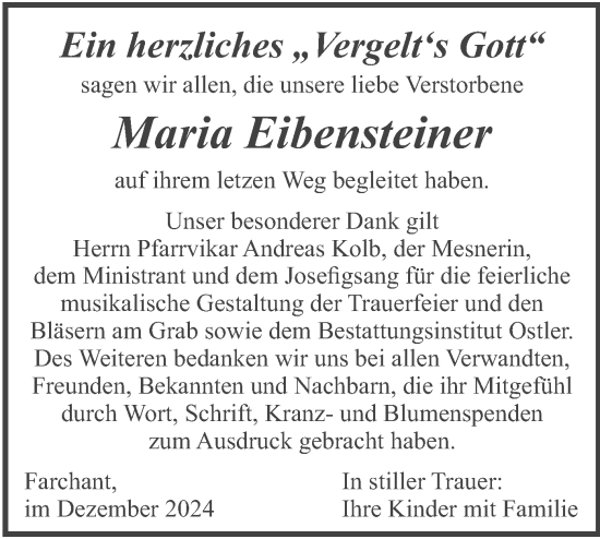 Traueranzeige von Maria Eibensteiner von merkurtz