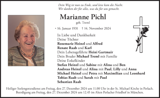 Traueranzeige von Marianne Pichl von merkurtz