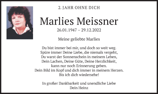 Traueranzeige von Marlies Meissner von merkurtz