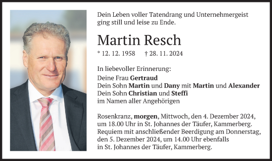 Traueranzeige von Martin Resch von merkurtz