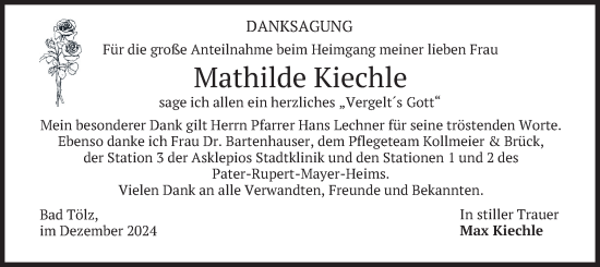 Traueranzeige von Mathilde Kiechle von merkurtz