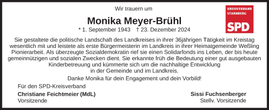 Traueranzeige von Monika Meyer-Brühl von merkurtz