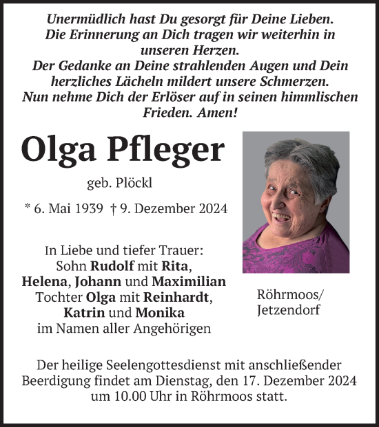 Traueranzeige von Olga Pfleger von merkurtz