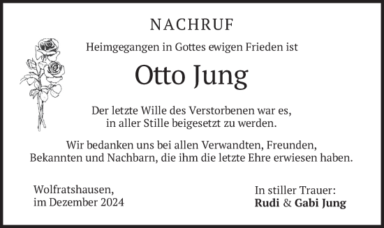 Traueranzeige von Otto Jung von merkurtz