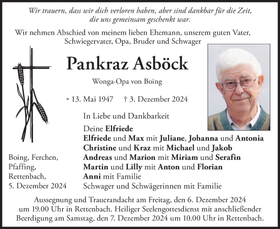 Traueranzeige von Pankraz Asböck von merkurtz