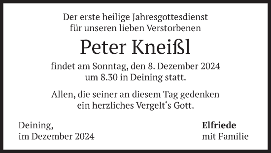Traueranzeige von Peter Kneißl von merkurtz