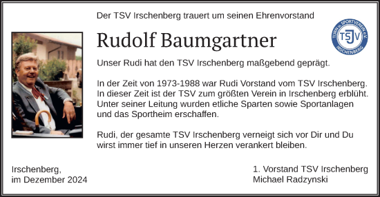 Traueranzeige von Rudolf Baumgartner von merkurtz