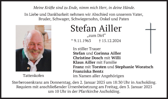 Traueranzeige von Stefan Ailler von merkurtz