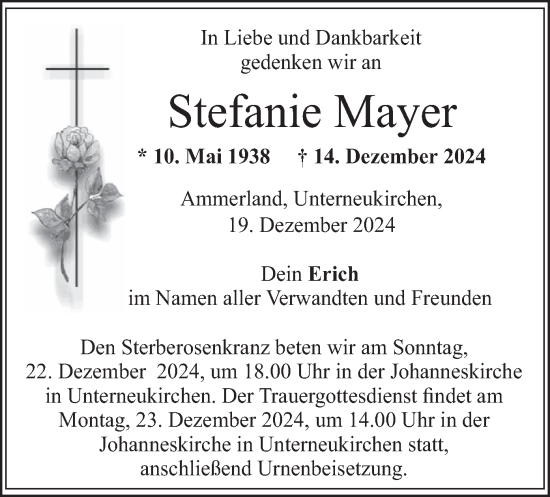 Traueranzeige von Stefanie Mayer von merkurtz