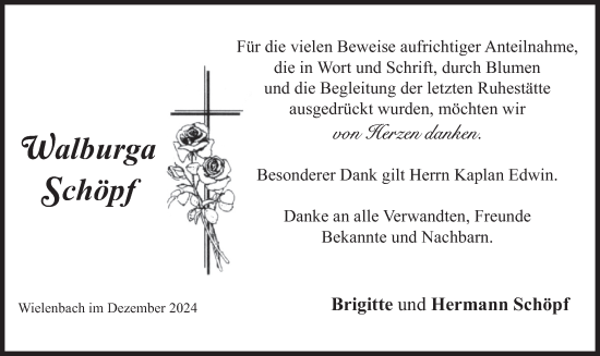 Traueranzeige von Walburga Schöpf von merkurtz