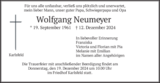 Traueranzeige von Wolfgang Neumeyer von merkurtz