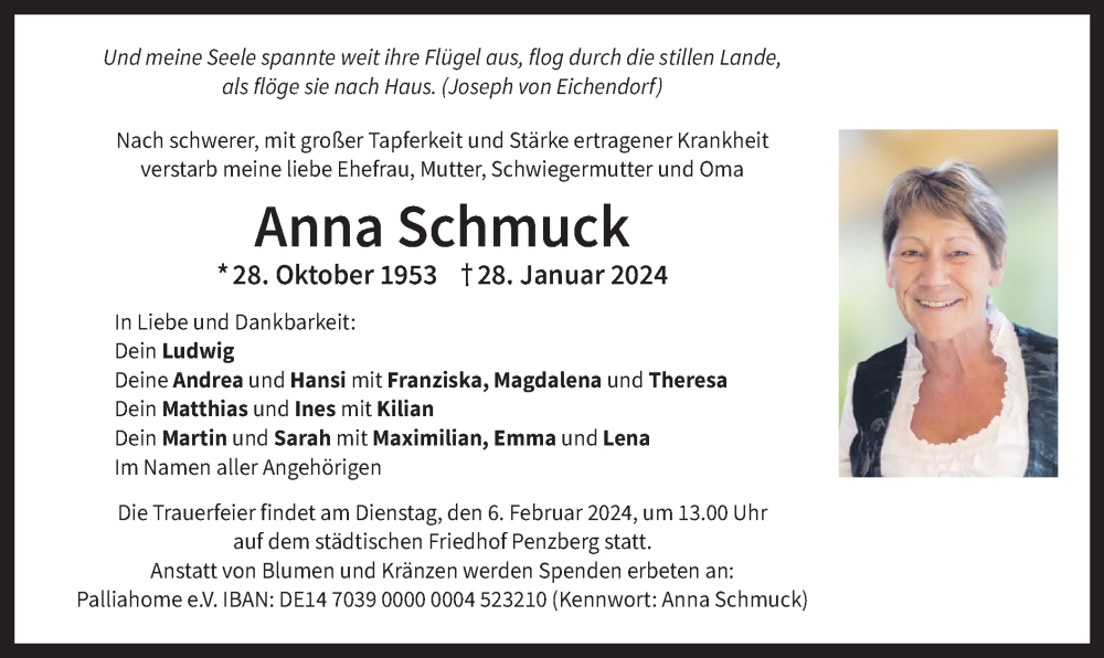  Traueranzeige für Anna Schmuck vom 02.02.2024 aus merkurtz