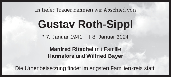 Traueranzeige von Gustav Roth-Sippl von merkurtz