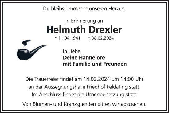 Traueranzeige von Helmuth Drexler von merkurtz