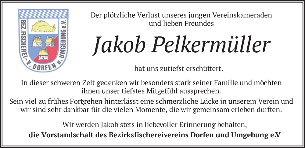  Traueranzeige für Jakob Pelkermüller vom 21.02.2024 aus merkurtz