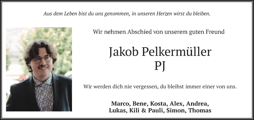  Traueranzeige für Jakob Pelkermüller vom 20.02.2024 aus merkurtz