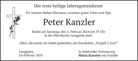 Traueranzeige von Peter Kanzler von merkurtz