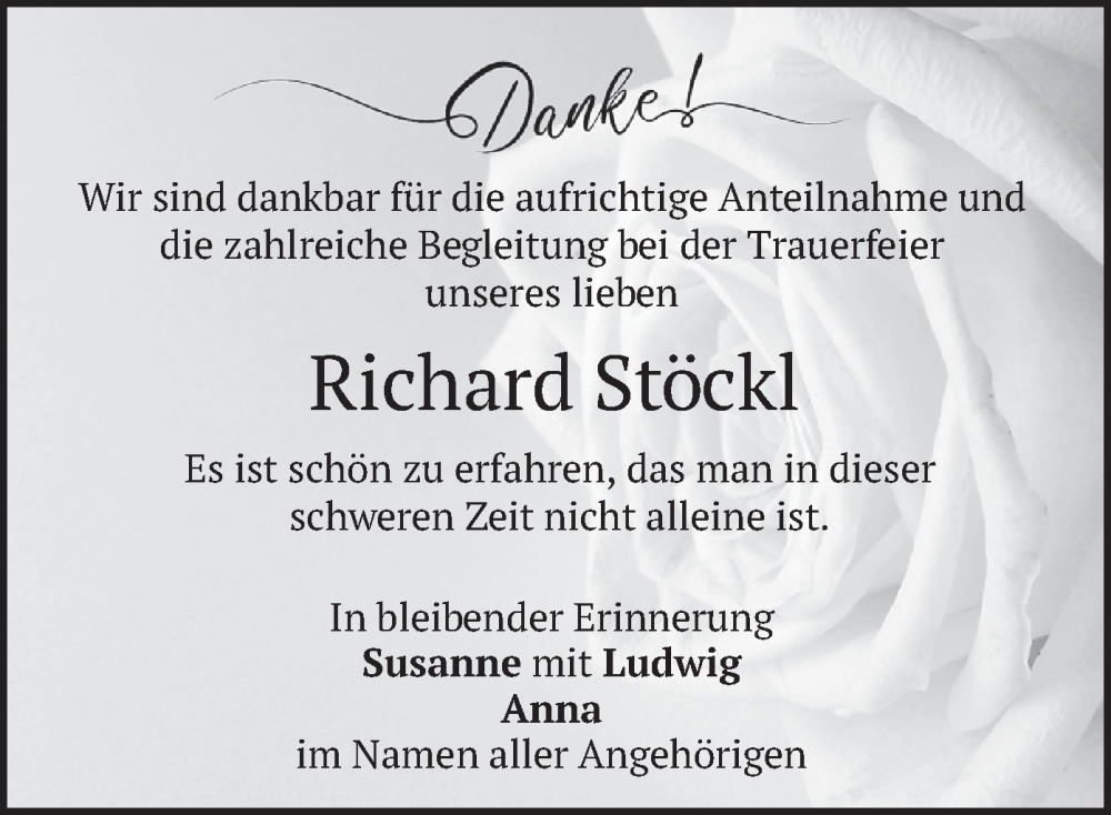  Traueranzeige für Richard Stöckl vom 03.02.2024 aus merkurtz