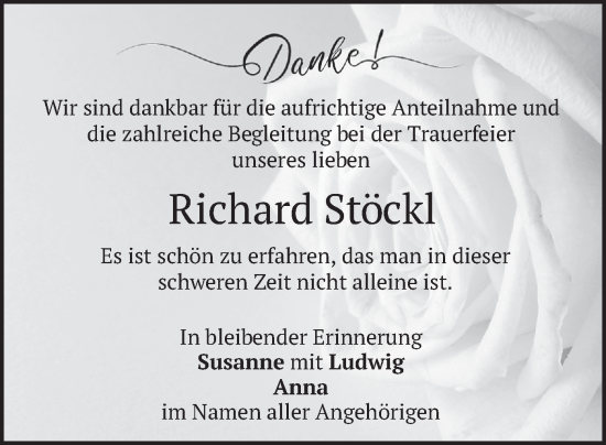 Traueranzeige von Richard Stöckl von merkurtz