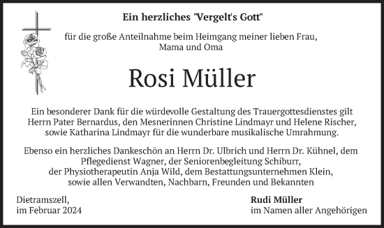 Traueranzeige von Rosi Müller von merkurtz