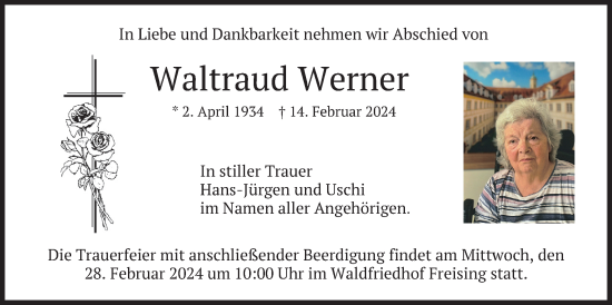 Traueranzeige von Waltraud Werner von merkurtz