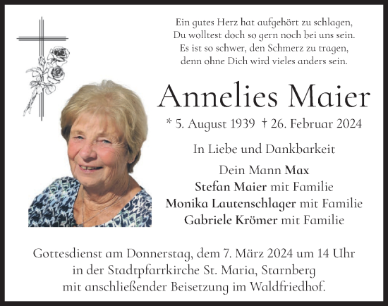 Traueranzeige von Annelies Maier von merkurtz