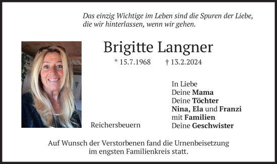 Traueranzeige von Brigitte Langner von merkurtz