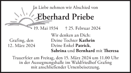 Traueranzeige von Eberhard Priebe von merkurtz