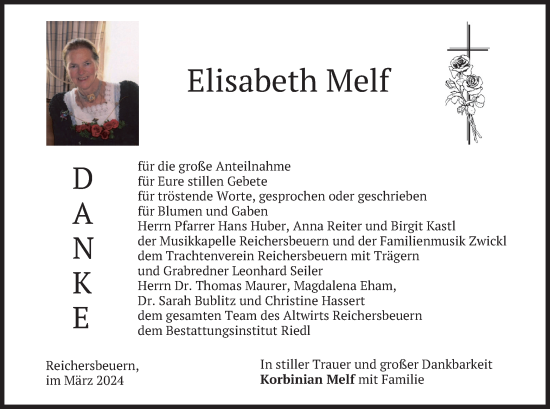Traueranzeige von Elisabeth Melf von merkurtz
