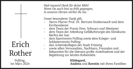 Traueranzeige von Erich Rother von merkurtz