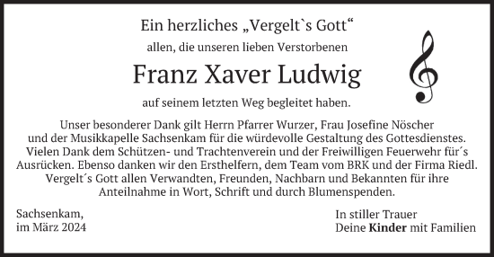 Traueranzeige von Franz Xaver Ludwig von merkurtz