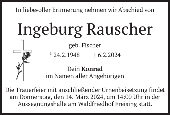 Traueranzeige von Ingeburg Rauscher von merkurtz