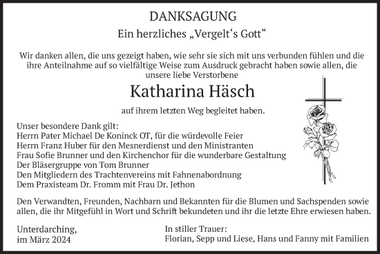 Traueranzeige von Katharina Häsch von merkurtz