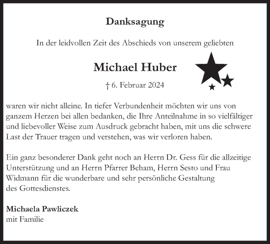 Traueranzeige von Michael Huber von merkurtz