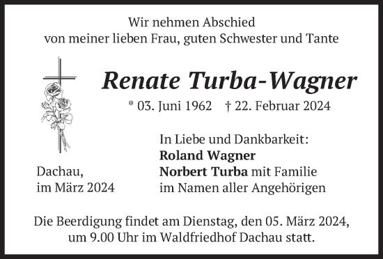 Traueranzeige von Renate Turba-Wagner von merkurtz