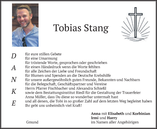 Traueranzeige von Tobias Stang von merkurtz