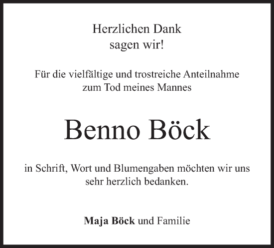 Traueranzeige von Benno Böck von merkurtz