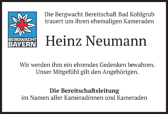 Traueranzeige von Heinz Neumann von merkurtz